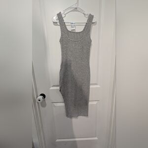 Gray Ribbed Knit Dress